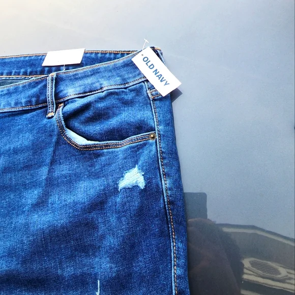 Old Navy Women's blue jeans pants 👖 power slim straight mid-rise - Picture 6 of 8